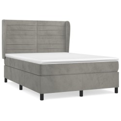 vidaXL Cama box spring con colchón terciopelo gris claro 140x190 cm