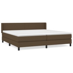 vidaXL Cama box spring con colchón tela marrón oscuro 200x200 cm
