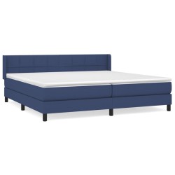 vidaXL Cama box spring con colchón tela azul 200x200 cm