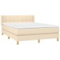 vidaXL Cama box spring con colchón tela color crema 140x190 cm vidaXL Cama box spring con colchón tela color crema 140x190 cm