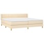 vidaXL Cama box spring con colchón tela color crema 200x200 cm vidaXL Cama box spring con colchón tela color crema 200x200 cm