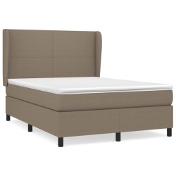 vidaXL Cama box spring con colchón tela gris taupe 140x200 cm