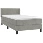 vidaXL Cama box spring con colchón terciopelo gris claro 90x190 cm vidaXL Cama box spring con colchón terciopelo gris claro 90x190 cm