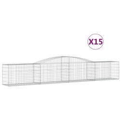 vidaXL Cestas de gaviones 15 uds forma de arco hierro 400x50x60/80 cm