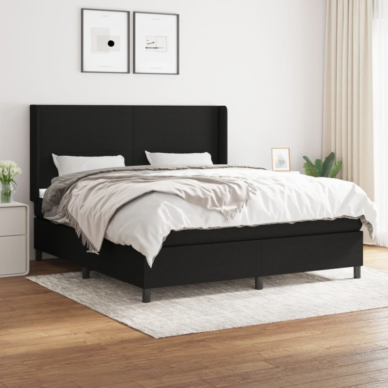 vidaXL Cama box spring con colchón tela negro 160x200 cm vidaXL Cama box spring con colchón tela negro 160x200 cm