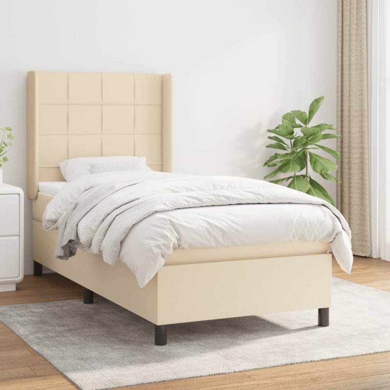 vidaXL Cama box spring con colchón tela color crema 80x200 cm vidaXL Cama box spring con colchón tela color crema 80x200 cm