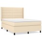 vidaXL Cama box spring con colchón tela color crema 140x200 cm vidaXL Cama box spring con colchón tela color crema 140x200 cm