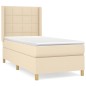 vidaXL Cama box spring con colchón tela color crema 90x200 cm