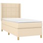 vidaXL Cama box spring con colchón tela color crema 90x190 cm vidaXL Cama box spring con colchón tela color crema 90x190 cm