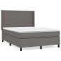 vidaXL Cama box spring con colchón cuero sintético gris 140x200 cm vidaXL Cama box spring con colchón cuero sintético gris 140x200 cm