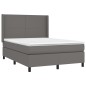 vidaXL Cama box spring con colchón cuero sintético gris 140x200 cm vidaXL Cama box spring con colchón cuero sintético gris 140x200 cm