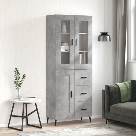 vidaXL Aparador alto madera contrachapada gris hormigón 69,5x34x180 cm