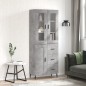 vidaXL Aparador alto madera contrachapada gris hormigón 69,5x34x180 cm vidaXL Aparador alto madera contrachapada gris hormigón 69,5x34x180 cm