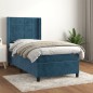 vidaXL Cama box spring con colchón terciopelo azul oscuro 90x200 cm vidaXL Cama box spring con colchón terciopelo azul oscuro 90x200 cm