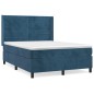 vidaXL Cama box spring con colchón terciopelo azul oscuro 140x190 cm vidaXL Cama box spring con colchón terciopelo azul oscuro 140x190 cm