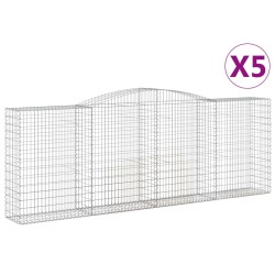vidaXL Cestas gaviones 5 uds forma de arco hierro 400x50x140/160 cm