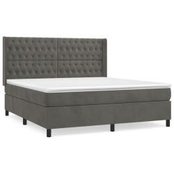 vidaXL Cama box spring con colchón terciopelo gris oscuro 180x200 cm