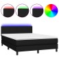 vidaXL Cama box spring con colchón LED tela negro 140x200 cm vidaXL Cama box spring con colchón LED tela negro 140x200 cm