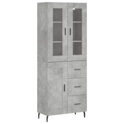 vidaXL Aparador alto madera contrachapada gris hormigón 69,5x34x180 cm
