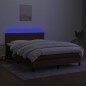 vidaXL Cama box spring con colchón LED tela marrón oscuro 140x190 cm vidaXL Cama box spring con colchón LED tela marrón oscuro 140x190 cm