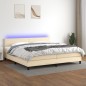 vidaXL Cama box spring con colchón y LED tela crema 200x200 cm vidaXL Cama box spring con colchón y LED tela crema 200x200 cm