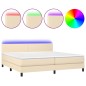 vidaXL Cama box spring con colchón y LED tela crema 200x200 cm vidaXL Cama box spring con colchón y LED tela crema 200x200 cm