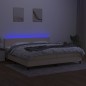 vidaXL Cama box spring con colchón y LED tela crema 200x200 cm vidaXL Cama box spring con colchón y LED tela crema 200x200 cm