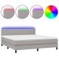 vidaXL Cama box spring con colchón tela y LED gris claro 180x200 cm vidaXL Cama box spring con colchón tela y LED gris claro 180x200 cm