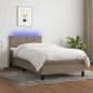 vidaXL Cama box spring colchón y luces LED tela gris taupe 90x190 cm vidaXL Cama box spring colchón y luces LED tela gris taupe 90x190 cm