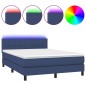 vidaXL Cama box spring colchón y luces LED tela azul 140x200 cm vidaXL Cama box spring colchón y luces LED tela azul 140x200 cm