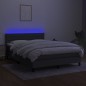 vidaXL Cama box spring colchón y luces LED tela gris oscuro 140x200 cm vidaXL Cama box spring colchón y luces LED tela gris oscuro 140x200 cm