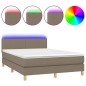 vidaXL Cama box spring con colchón LED tela gris taupe 140x200 cm