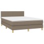 vidaXL Cama box spring con colchón LED tela gris taupe 140x200 cm