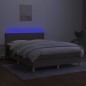 vidaXL Cama box spring con colchón LED tela gris taupe 140x200 cm