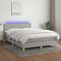 vidaXL Cama box spring colchón y luces LED tela gris claro 140x190 cm vidaXL Cama box spring colchón y luces LED tela gris claro 140x190 cm