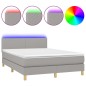 vidaXL Cama box spring colchón y luces LED tela gris claro 140x190 cm vidaXL Cama box spring colchón y luces LED tela gris claro 140x190 cm