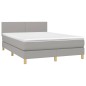 vidaXL Cama box spring colchón y luces LED tela gris claro 140x190 cm vidaXL Cama box spring colchón y luces LED tela gris claro 140x190 cm
