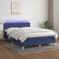 vidaXL Cama box spring con colchón y LED tela azul 140x200 cm vidaXL Cama box spring con colchón y LED tela azul 140x200 cm