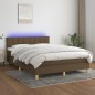 vidaXL Cama box spring con colchón LED tela marrón oscuro 140x200 cm vidaXL Cama box spring con colchón LED tela marrón oscuro 140x200 cm