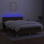 vidaXL Cama box spring con colchón LED tela marrón oscuro 140x200 cm vidaXL Cama box spring con colchón LED tela marrón oscuro 140x200 cm