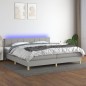 vidaXL Cama box spring con colchón tela y LED gris claro 200x200 cm vidaXL Cama box spring con colchón tela y LED gris claro 200x200 cm