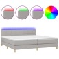vidaXL Cama box spring con colchón tela y LED gris claro 200x200 cm vidaXL Cama box spring con colchón tela y LED gris claro 200x200 cm