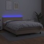 vidaXL Cama box spring colchón LED cuero sintético capuchino 140x190cm vidaXL Cama box spring colchón LED cuero sintético capuchino 140x190cm