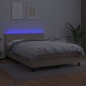 vidaXL Cama box spring colchón LED cuero sintético capuchino 140x200cm vidaXL Cama box spring colchón LED cuero sintético capuchino 140x200cm