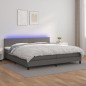 vidaXL Cama box spring colchón y LED cuero sintético gris 200x200 cm vidaXL Cama box spring colchón y LED cuero sintético gris 200x200 cm