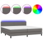 vidaXL Cama box spring colchón y LED cuero sintético gris 200x200 cm vidaXL Cama box spring colchón y LED cuero sintético gris 200x200 cm