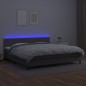 vidaXL Cama box spring colchón y LED cuero sintético gris 200x200 cm vidaXL Cama box spring colchón y LED cuero sintético gris 200x200 cm