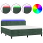 vidaXL Cama box spring colchón y LED terciopelo verde oscuro 160x200cm vidaXL Cama box spring colchón y LED terciopelo verde oscuro 160x200cm