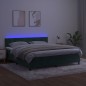 vidaXL Cama box spring colchón y LED terciopelo verde oscuro 160x200cm vidaXL Cama box spring colchón y LED terciopelo verde oscuro 160x200cm