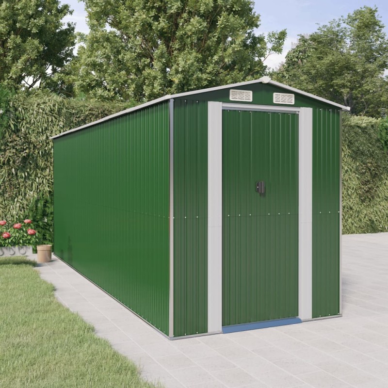 vidaXL Cobertizo de jardín acero galvanizado verde 192x523x223 cm vidaXL Cobertizo de jardín acero galvanizado verde 192x523x223 cm